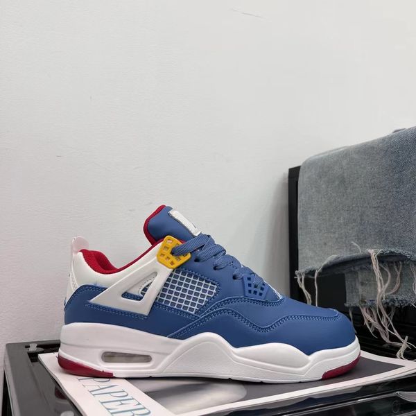 

2023 classic men's and women's skateboard shoes fashion 4s low cut leather casual sports shoes male female zapatos sneakers size 3, Black
