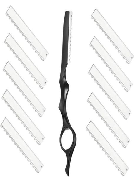 

1 pcs hair styling razor and 10pcs replacement stainless steel razors blades for salon home use3060793