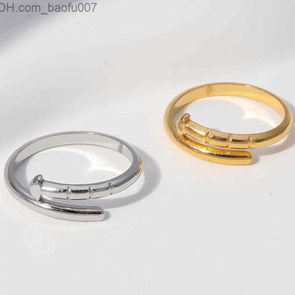 

band rings nail ring women luxury designer jewelry couple love rings stainless steel alloy gold-plated process fashion accessories z230629, Silver
