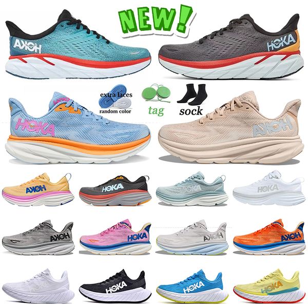 

2023 hoka clifton 9 mens sports running shoes hokas one one bondi 8 carbon x2 shifting sand airy blue cloud ultralight midsole shock absorpt