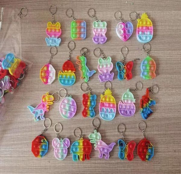 

push poo its bubble sensory toys fidget simple toy kids mini keychain keychain cartoon tiedye finger chains whole h41ucii1758911, Red;brown