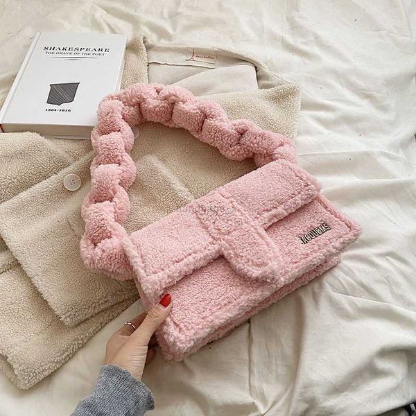 

designer bag ja bag winter plush bag for women's new fashion and versatile solid color small square bag western-style handbag underarm