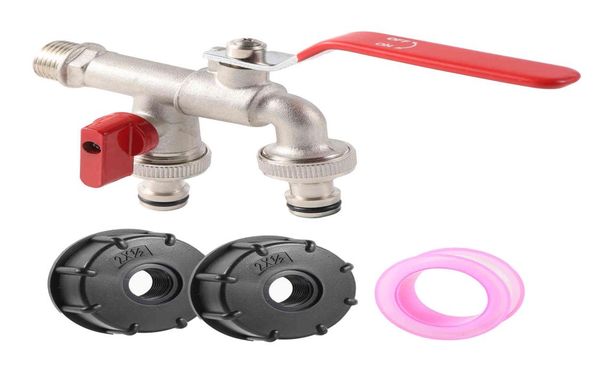 

double tap ibc tank adapter s60x6 12quot garden hose faucet watertank replacement connector garden irrigation accessories5070993