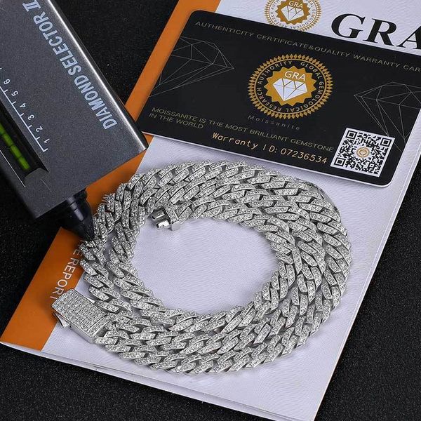 

diamond passed tester 8mm 16-24inch 925 sterling silver moissanite cuban chain necklace 7/8inch bracelet for women/men nice gift