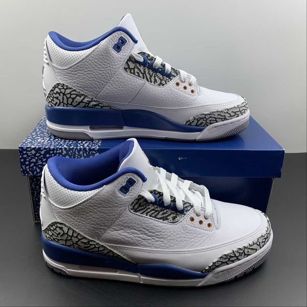 

authentic jumpman 3s men women shoes white blue cement designer basketball shoes outdoor sneakers size available fast delivery with box