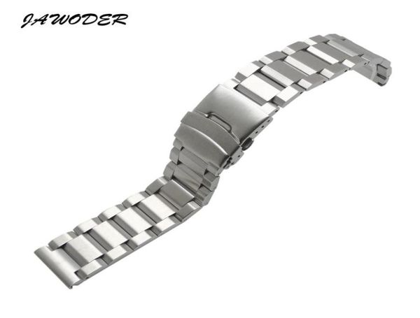 

jawoder watch band 18 20 22 24mm men pure solid stainless steel brushed watch strap deployment buckle bracelets3520867, Black;brown
