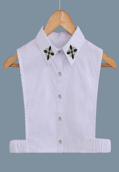 

bow ties women white lapel fake collars solid color false collar button half shirt detachable ladies nep kraagie1654176, Black;gray