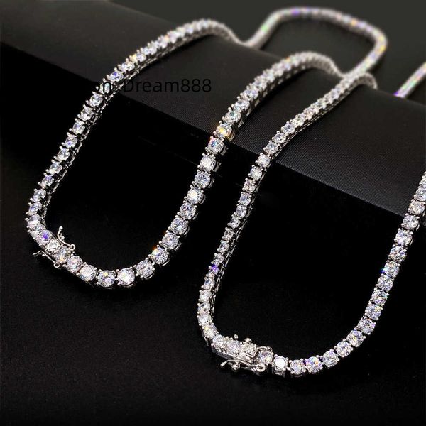 

4mm 925 fine jewelry hip hop 925 sterling silver vvs moissanite chian men s women necklace