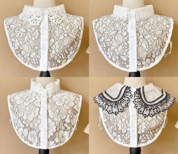 

bow ties embroidery false collar for women suits fake shirts decorative floral lace neckwear clothes decor1678900, Black;gray