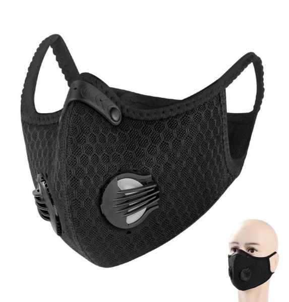 

cycling half face mask with filter breathing valve activated carbon pm 25 antipollution men women bicycle sport bike dust mask5007048
