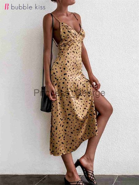 

party dresses bubblekiss summer dress women fashion leopard backless vneck suspenders dress ladies clothes casual vacation club party x0629, White;black