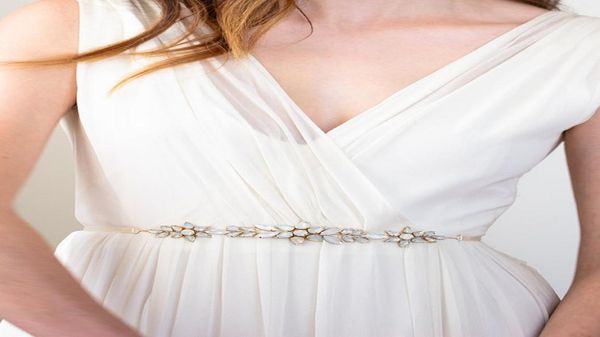 

opal star bridal sash moonstone bridesmaid sash something blue wedding belt4075863, White