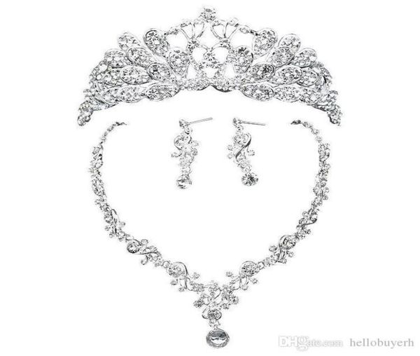 

shiny wedding crows wedding accessories bridesmaid jewelry accessories bridal accessories set crown necklace earrings2614257, White