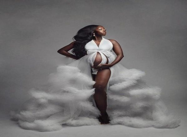 

halter maternity dresses 2020 pregant women prom evening gowns plus size tiered ruffle pos dress vestido de novia7138662, Black