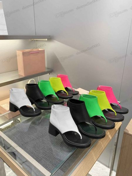 

miu leather tong boot sandal designer rome shoes for women zipper ankle summer fashion womens boots sandals luxury platform clip toe high he, Black