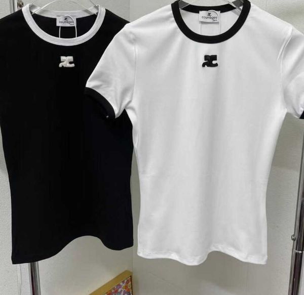 

black white classic vintage designer t shirt summer short sleeve courreges women tshirt tee32