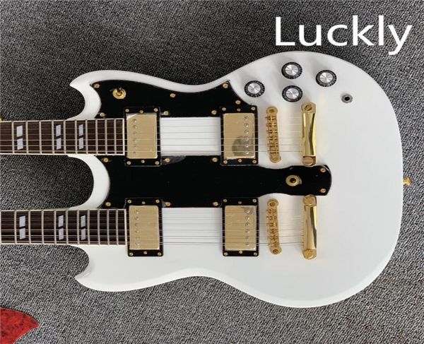 

in stock new arrival custom double neck guitar g 1275 model electric guitar in white 20200705 golden accessories guita9415515