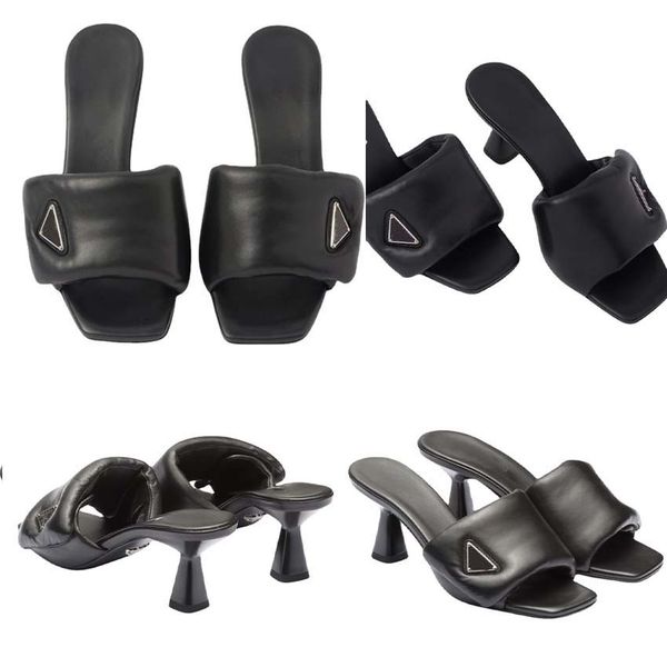 

loafers sandals famous designer women soft padded leather slides sandal heels sliders platform shoe fashion summer girls sandale monolith sl, Black