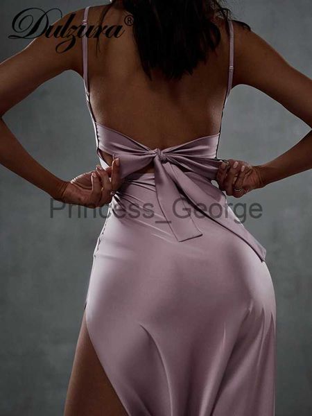 

party dresses dulzura lace up bandage women satin maxi dress backless side slit bodycon party elegant birthday evening bridesmaid clothes x0, White;black