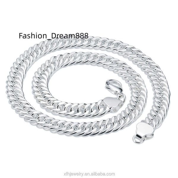 

6mm 8mm 10mm men's big chain 925 sterling silver necklace curb silver necklace