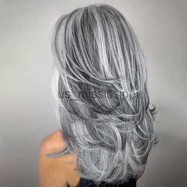 

cosplay wigs gnimegil synthetic wig with curtain bangs long layered wig natural silver gray wigs for women carnival halloween costume wigs x, Black