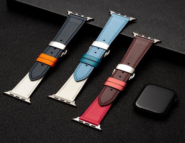 

iwatch1 2 3 4 5 6 se leather strap suitable for apple watch straps stainless steel butterfly buckle bracelet 3840mm 4244mm watch2340677, Black;brown