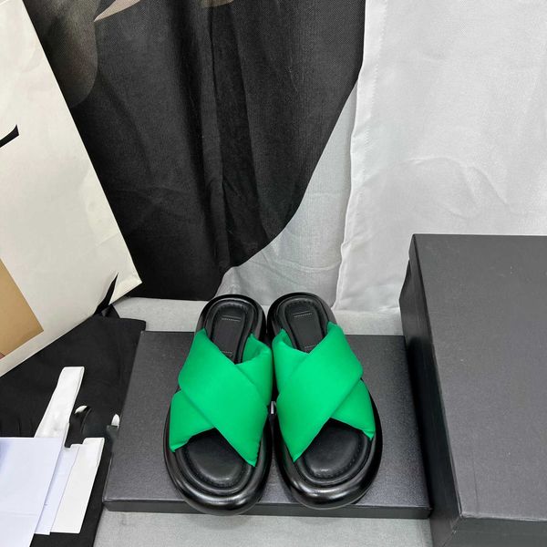 

7a new fashion designer sandals leather platform slippers women ccity slide classic flip-flops and bread cross slippers summer dfgvc, Black