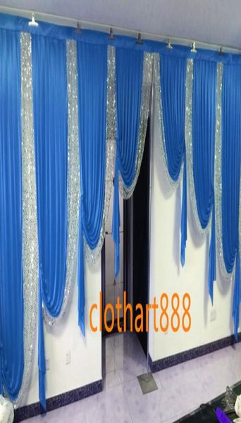 

6m wide swags for backdrop party decoration background draps valance wedding backcloth stage curtain with sequins draps stylist9963234