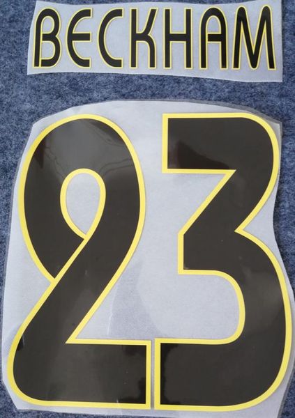 

2004 2005 real madrid printing black soccer namesets 23 beckham soccer player039s stamping vintage letters retro printed p6893216