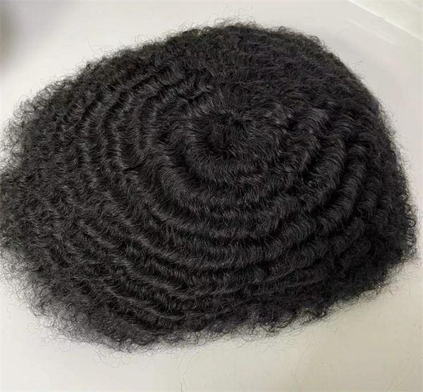 

full lace toupee indian virgin human hair piece 10mm afro wave hair replacement for black men express delivery7999166