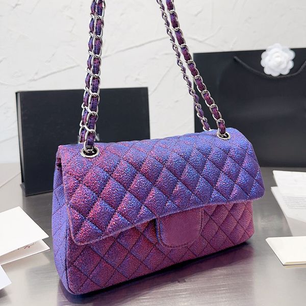 

25cm colorful cf women designer double flap bag bright tote silver metal hardware high-capacity cross body shoulder handbag fashion trends l