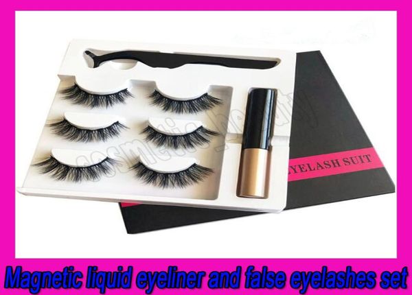 

magnetic liquid eyeliner with magnetic eyelashes and tweezer liquid 3 pairs magnetic false eyelashes eyeliner set reusable lashes9221306