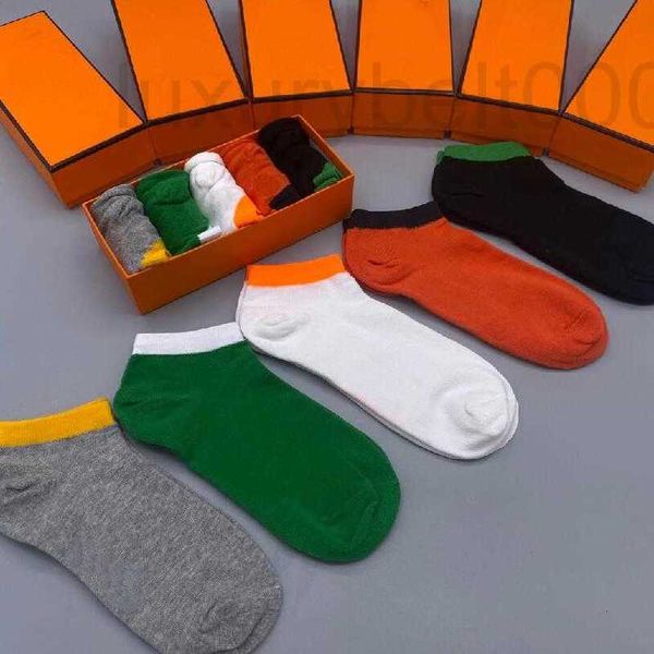 

men's socks designer summer h version ankle sock for men women pure cotton sports boat letter embroidered slipper 5 pairs/box wnek, Black
