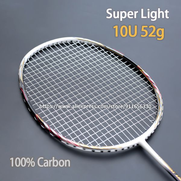 

badminton rackets lightest 10u 52g full carbon fiber string bags g4 max tension 30lbs professional racquet sports for 230629
