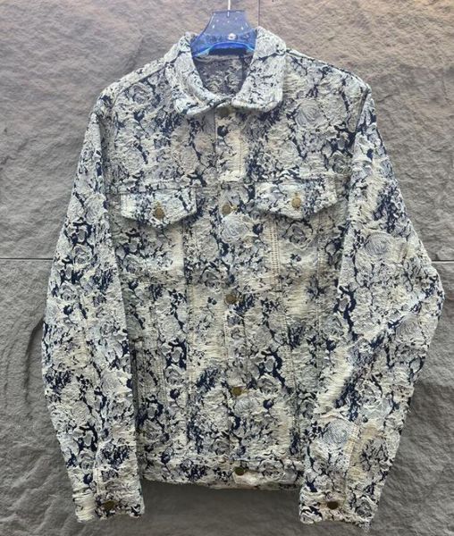 

Men's Jackets Classic Mens Women Denim Fashion Letters Flowres Embroidery Jacket Coats Men Couple Stylist Streetwear Highly Quality HBAJ, Lightblue