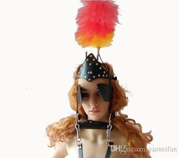 

bondage leather pony girl harness head piece with vulcanized rubber bit gag and reins pony play fetish kinky sm products5965088, Red;black