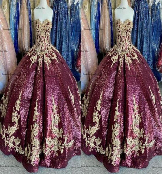 

sparkling sequined wine ball gown quinceanera prom dresses gold floral flowers sweetheart evening formal gowns sweet 16 vestidos d5309834, Blue;red