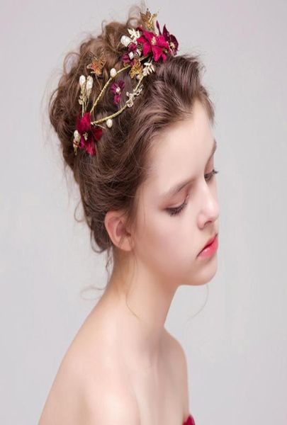 

red flower bride wedding headdress hair ornaments0123456434011, Silver