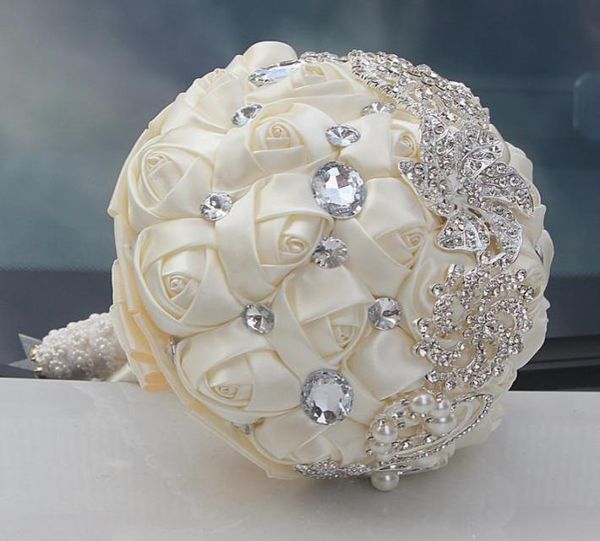 

ivory wedding bridal bouquets simulation flower wedding supplies artificial flower crystal sweet 15 quinceanera bouquets w228b2240106