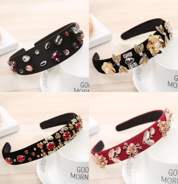 

rhinestone hair hoop wide edge vintage crystal hairs new band fashion accessories floral woman headband 7 3yy k22672776, Slivery;white