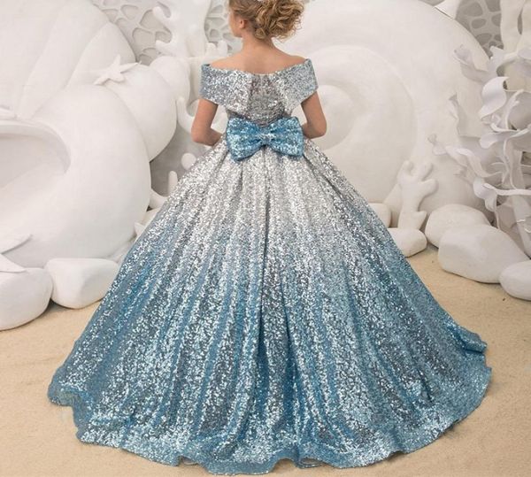

cute 2021 flower girl dresses off shoulder ball gown lace appliques tiered skirts girls pageant dress a line kids sequined birthda7625357, White;blue
