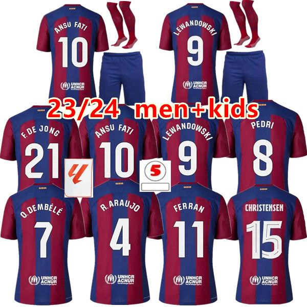 

23/24 camisetas de football barcelona soccer jerseys lewandowski pedri gavi 2023/2024 fc ansu fati ferran raphinha dest football shirt men b, Black;yellow