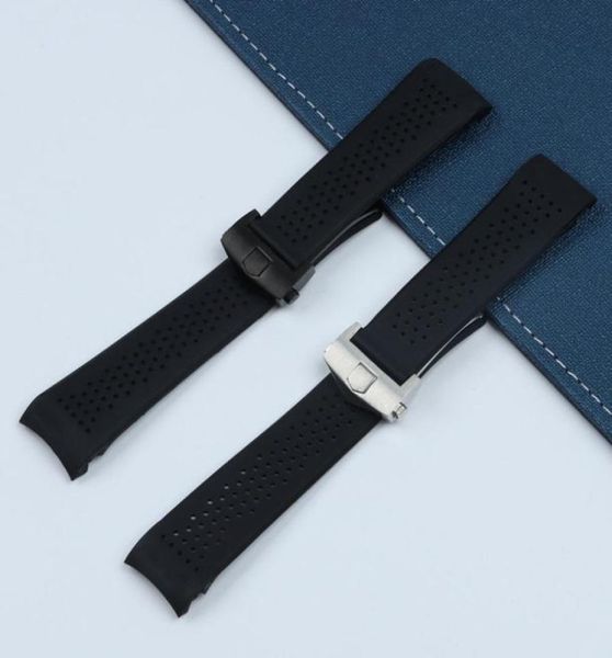 

band for tag heuer carrera silicone rubber waterproof men women22mm 24mm strap accessories watch bracelet belt7928351, Black;brown