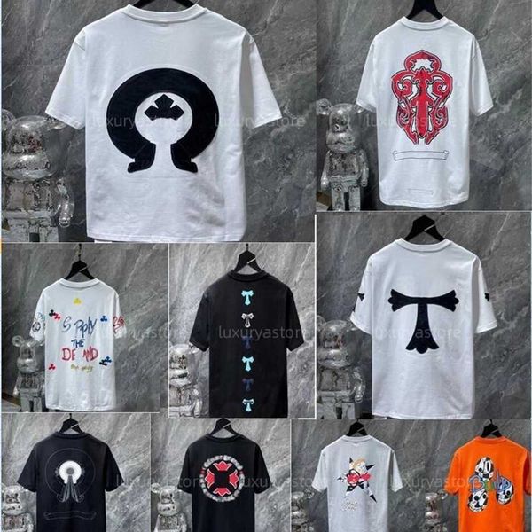 

fashion classic t shirts mens luxury letter ch t-shirt designers horseshoe sanskrit cross pattern tshirt summer tees women clothing a7cj, White;black