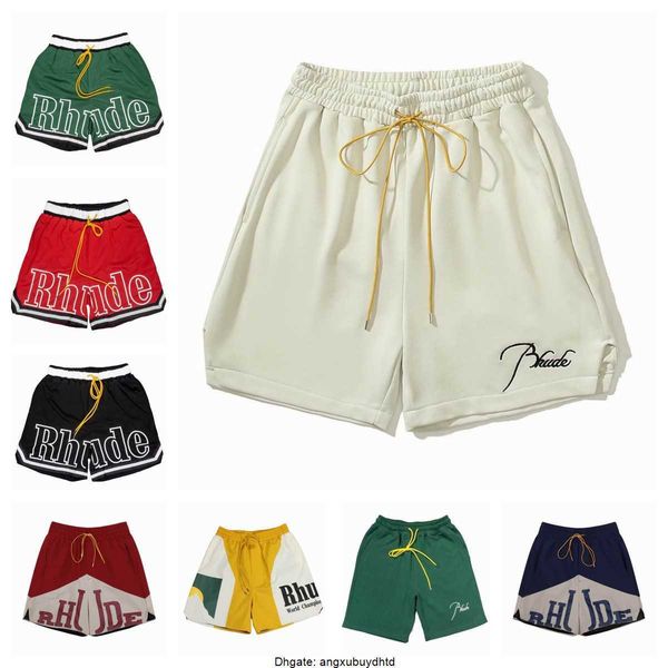 

2023 rhude shorts designers mens basketball panel court swim trunks sweat senna flight yachting short bottoms fashion blue green, White;black