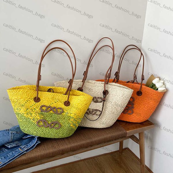 

designer handbag womens fashion woven straw beach bag large capacity shoulder tote bag versatile seaside tote with rattan accents