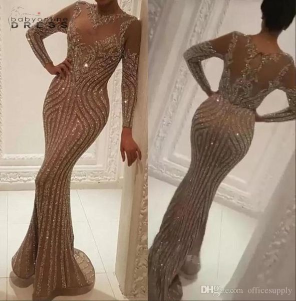 

vintage long sleeve evening dress wear luxury crystals gold evening gowns women celebrity prom dress9846828, Black;red