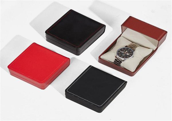 

pu leather watch box gift wrap case wristwatch display boxes bracelet jewelry storage organizer1493129, Black;blue