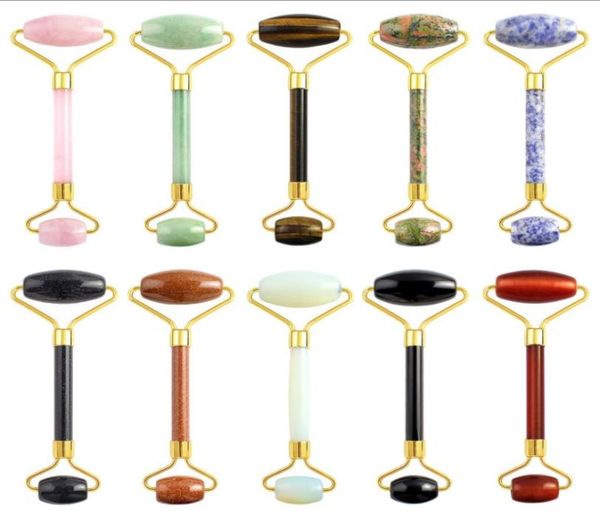 

20 colors natural stone facial massage roller practical jade face anti wrinkle body head portable massager beauty health care tool4901030