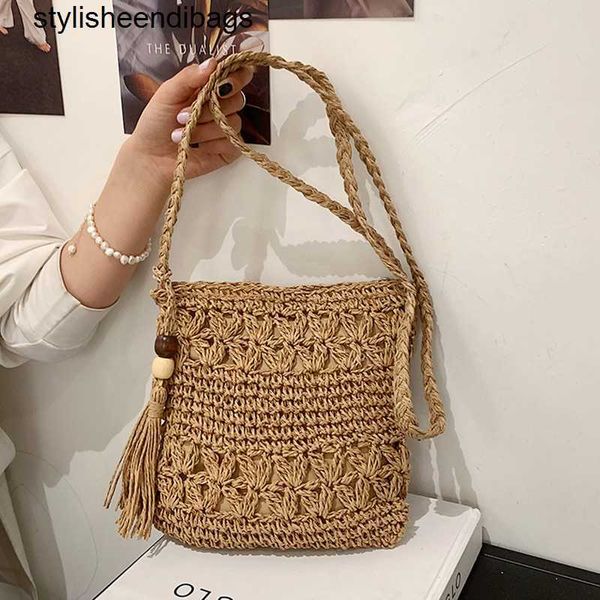 

totes summer fashion small straw weaving shoulder bags for women casual tassel beach crossbody bag purse hollow out messenger handbags styli
